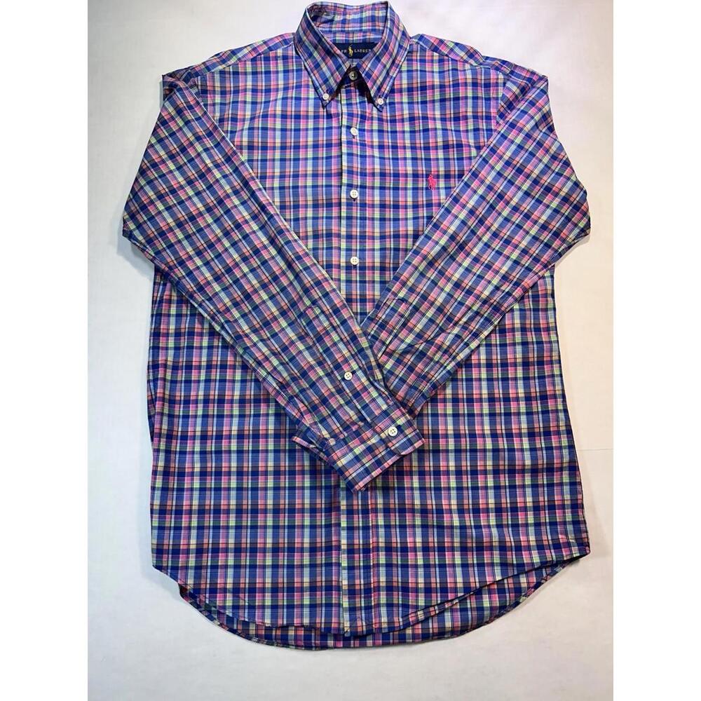 Polo Ralph Lauren Shirt Men Small Classic Fit Button Down Pink Plaid Small Pony